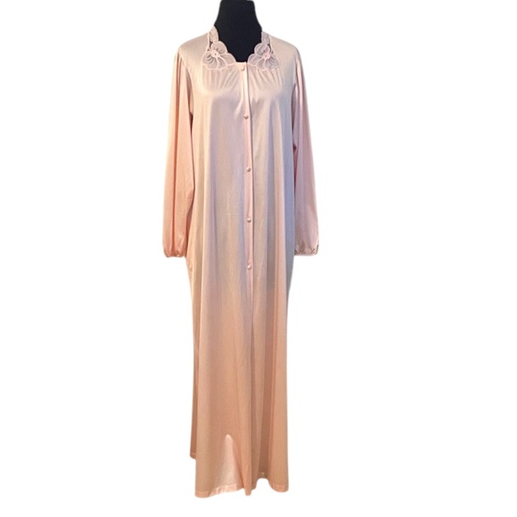 Vintage Vanity Fair Pink Lingerie Sleepwear Night Gown Robe, SML
